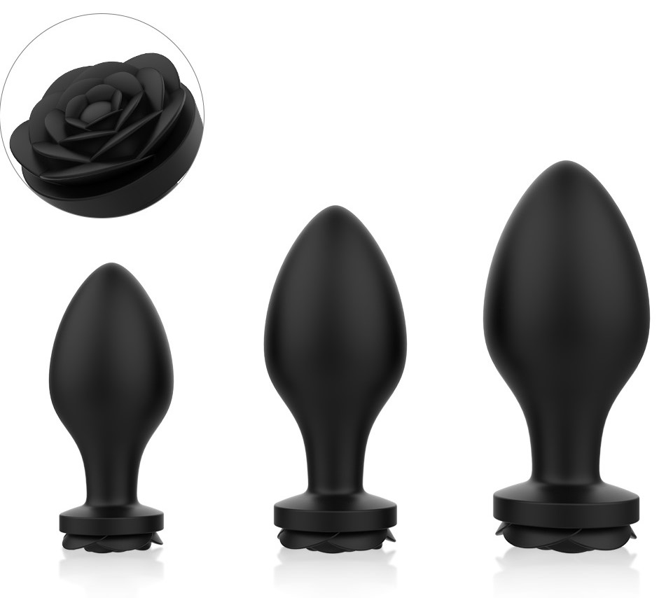 Set 3 Dopuri Anale Bouquet Anal Kit, Silicon, Negru, Passion Labs, Nr. 1, Erotic24.ro