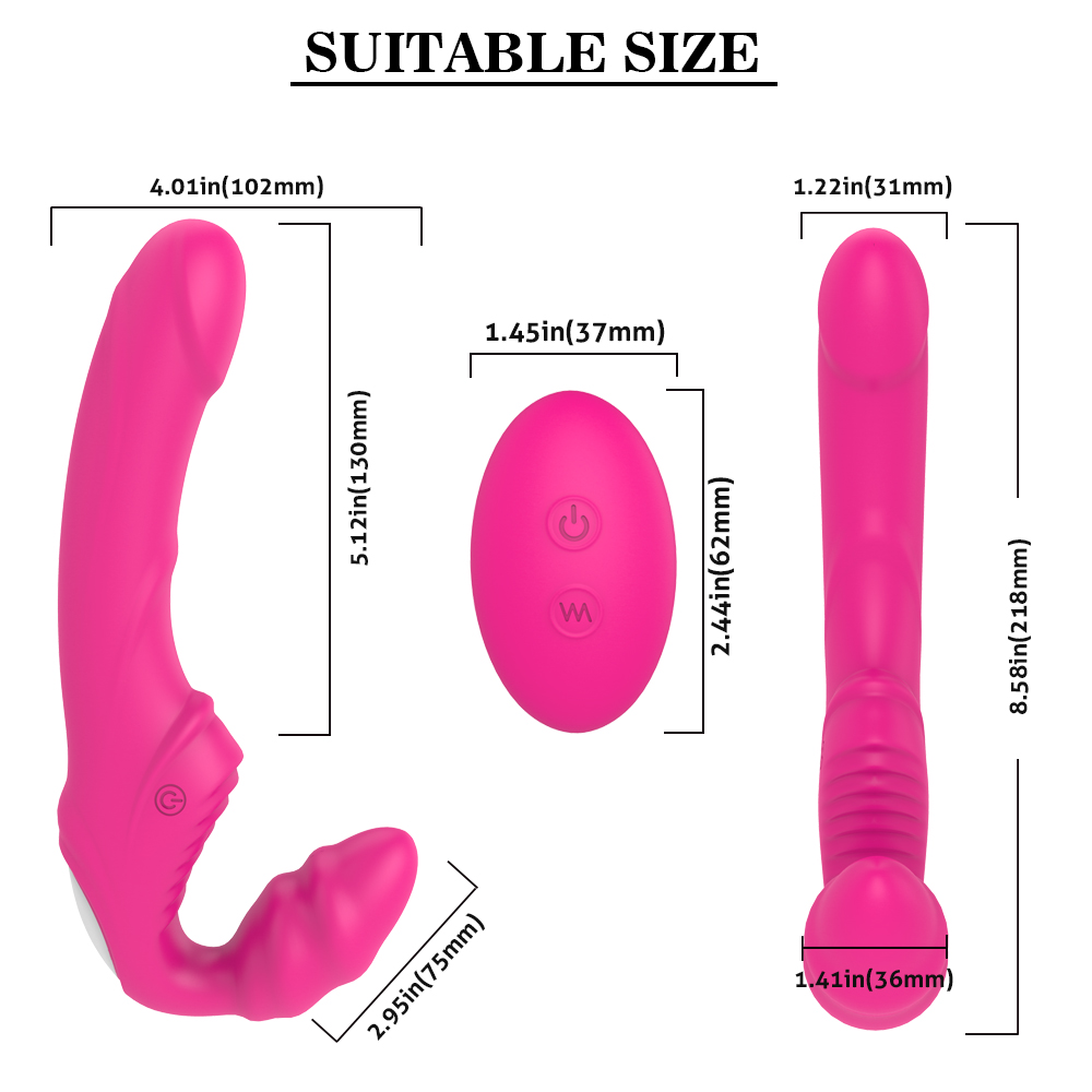 Strap-on Bess pentru Femei, Remote Control, 9 Moduri Vibratii, Silicon, USB, Roz, 21.7 cm, Mokko Toys, #8, Erotic24.ro