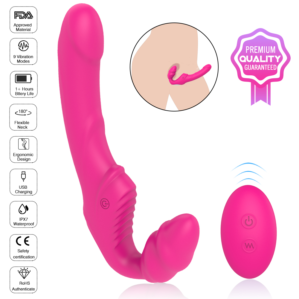 Strap-on Bess pentru Femei, Remote Control, 9 Moduri Vibratii, Silicon, USB, Roz, 21.7 cm, Mokko Toys, #9, Erotic24.ro
