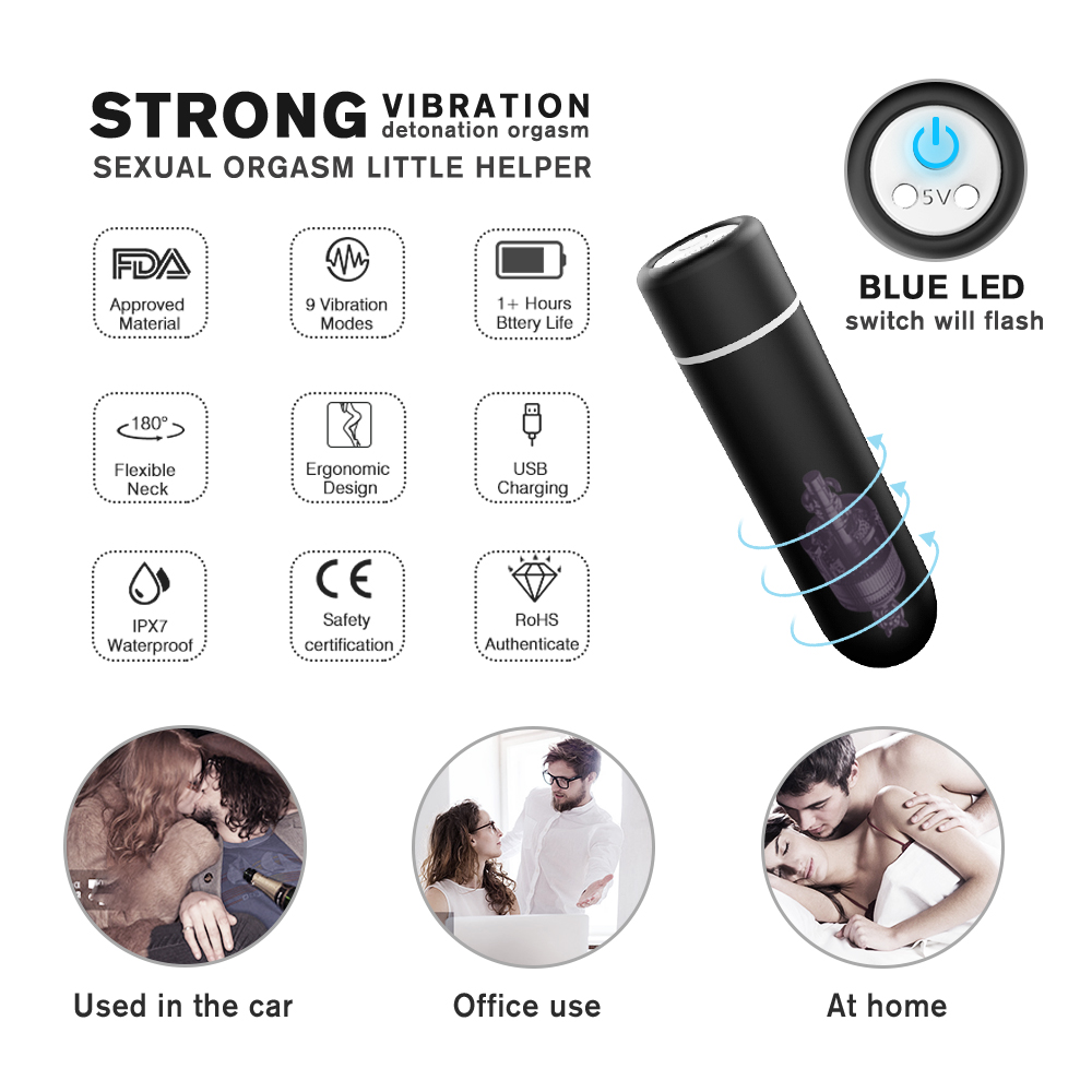 Glont Vibrator Minny, Remote Control, 9 Moduri Vibratii, ABS, Negru, 6.9 cm, Passion Labs, Nr. 3, Erotic24.ro