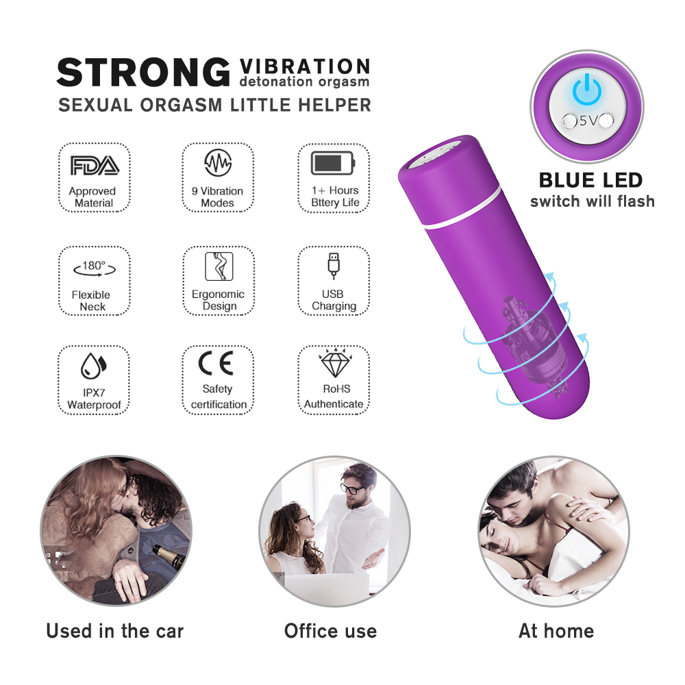 Glont Vibrator Minny, Remote Control, 9 Moduri Vibratii, ABS, Mov, 6.9 cm, Passion Labs, Nr. 3, Erotic24.ro