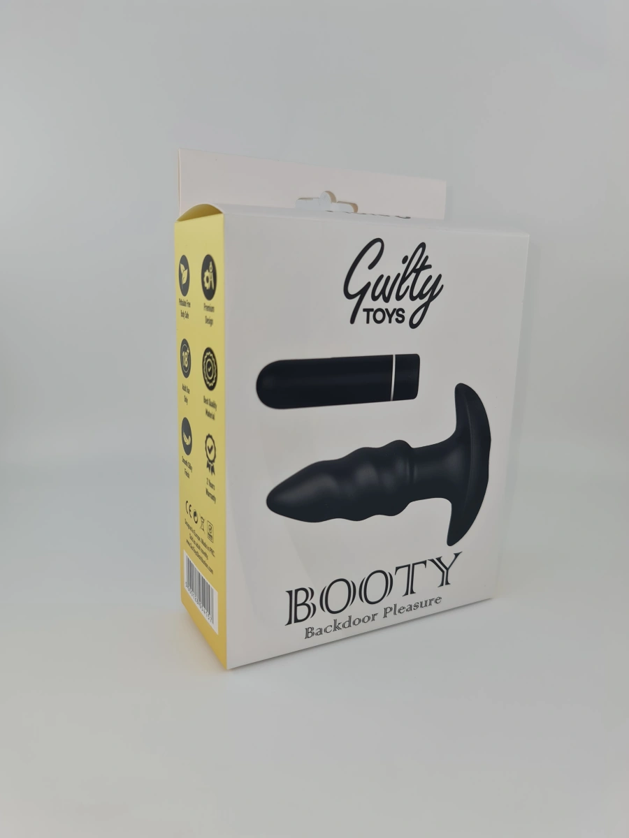 Vibrator Anal Booty, 9 Moduri Vibratii, Silicon, USB, Negru, 10 cm, Guilty Toys, #10, Erotic24.ro