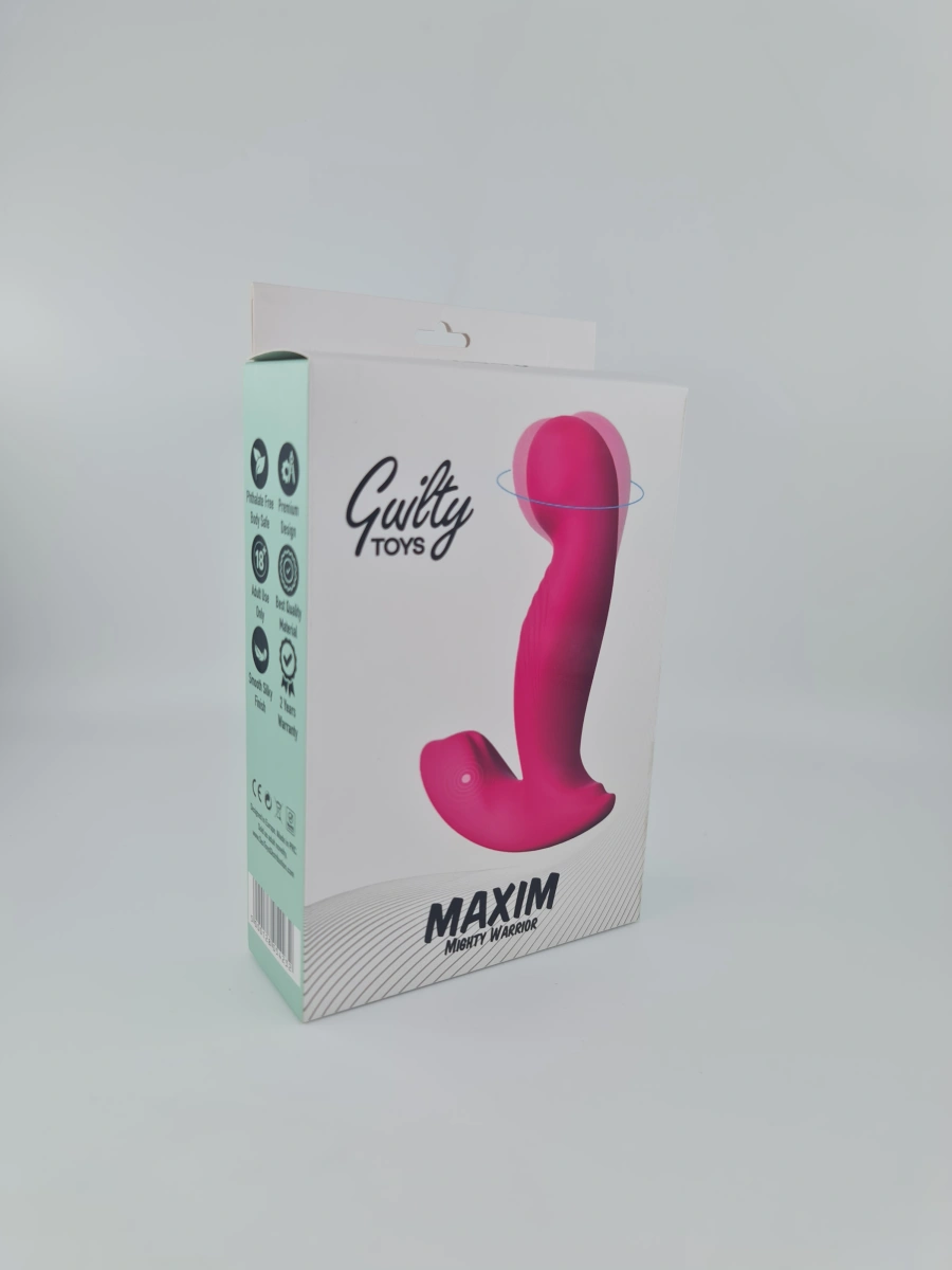 Stimulator Maxim, 9 Moduri Vibratii si Rotatii, Silicon, USB, Roz, 12.7 cm, Guilty Toys