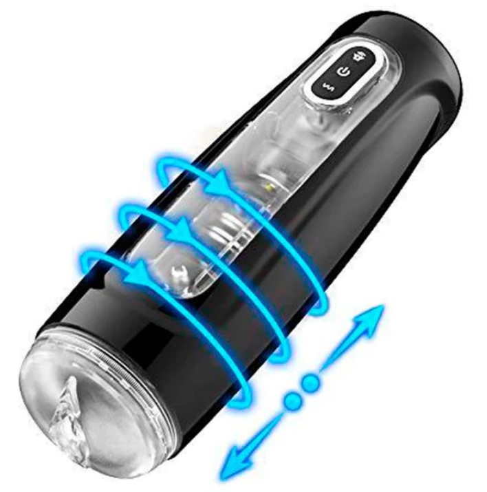 Masturbator Romeo, 10 Moduri Thrusting & Rotating, TPE, USB, Transparent, 26.8 cm, Guilty Toys, Nr. 1, Erotic24.ro