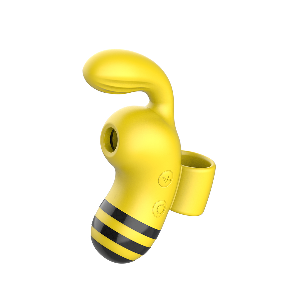 Stimulator Clitoridian Honey, 10 Moduri Vibratii, 5 Moduri Suctiune, Silicon, Galben/Negru, 10.5 cm, Passion Labs, #4, Erotic24.ro