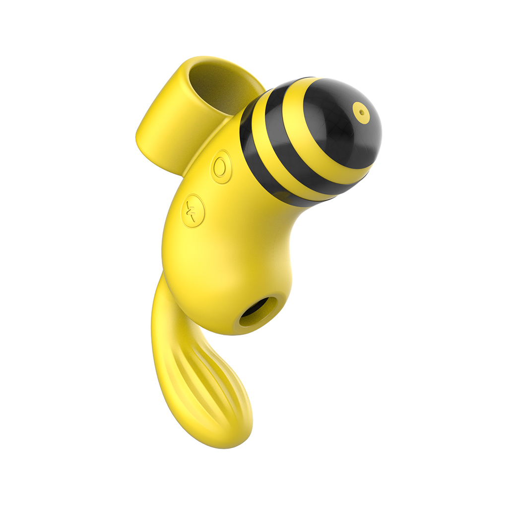 Stimulator Clitoridian Honey, 10 Moduri Vibratii, 5 Moduri Suctiune, Silicon, Galben/Negru, 10.5 cm, Passion Labs, #7, Erotic24.ro