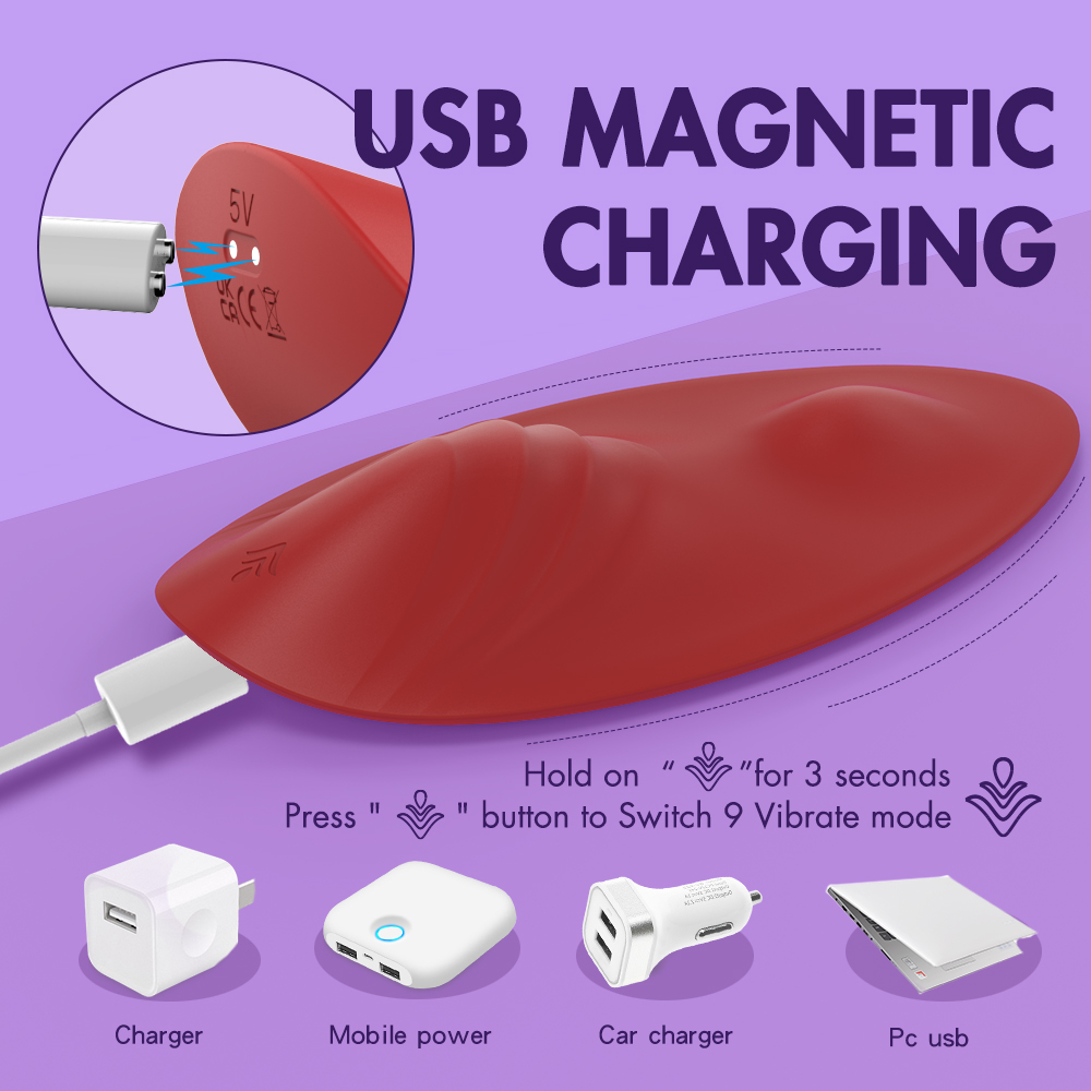 Stimulator Erotic Pad, 9 Moduri Vibratii, Silicon, USB, Rosu, Guilty Toys, #5, Erotic24.ro