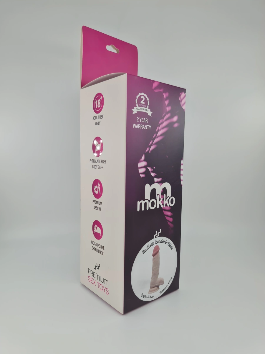 Dildo Noah Sliding&Bendable, TPE Strat Dublu, Natural, 21.5 cm, Mokko Toys, #2, Erotic24.ro