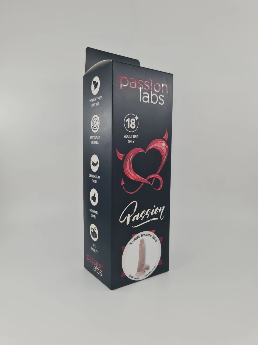 Dildo Evan Sliding&Bendable, TPE Strat Dublu, Natural, 22 cm, Passion Labs, Nr. 2, Erotic24.ro