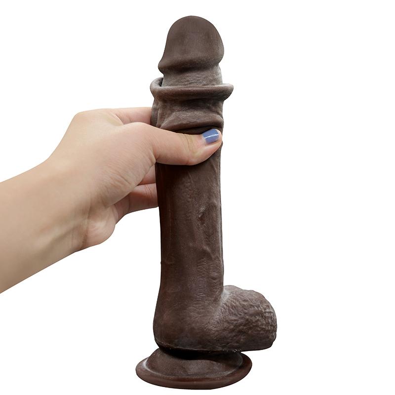 Dildo Collin Sliding&Bendable, TPE Strat Dublu, Maro, 23.5 cm, Passion Labs, Nr. 2, Erotic24.ro