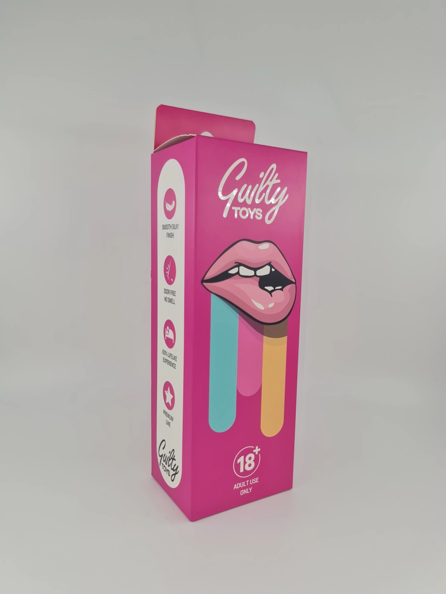 Dildo Extra Ribs cu Ventuza, PVC, Negru, 22 cm, Guilty Toys, Nr. 2, Erotic24.ro