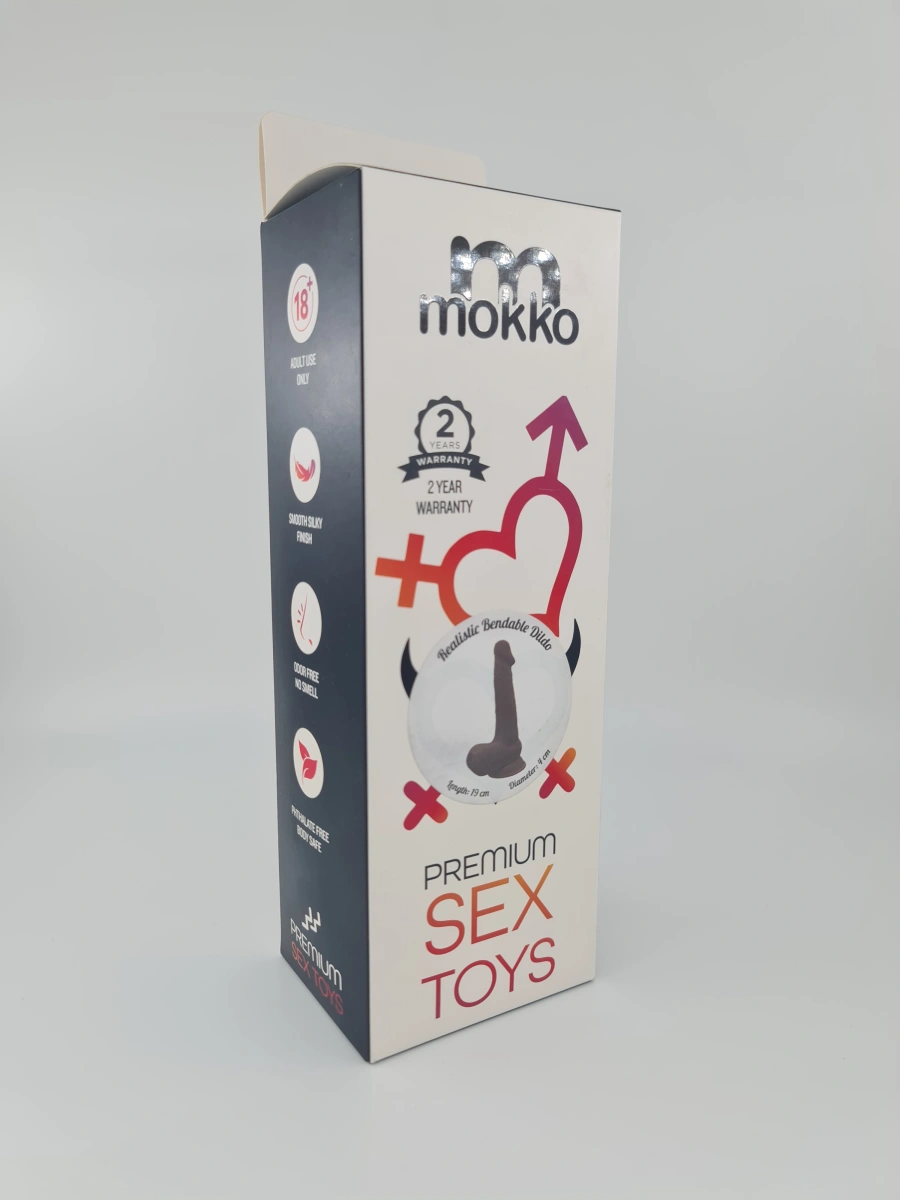 Dildo Erik Sliding&Bendable, TPE Strat Dublu, Maro, 19 cm, Mokko Toys, #2, Erotic24.ro