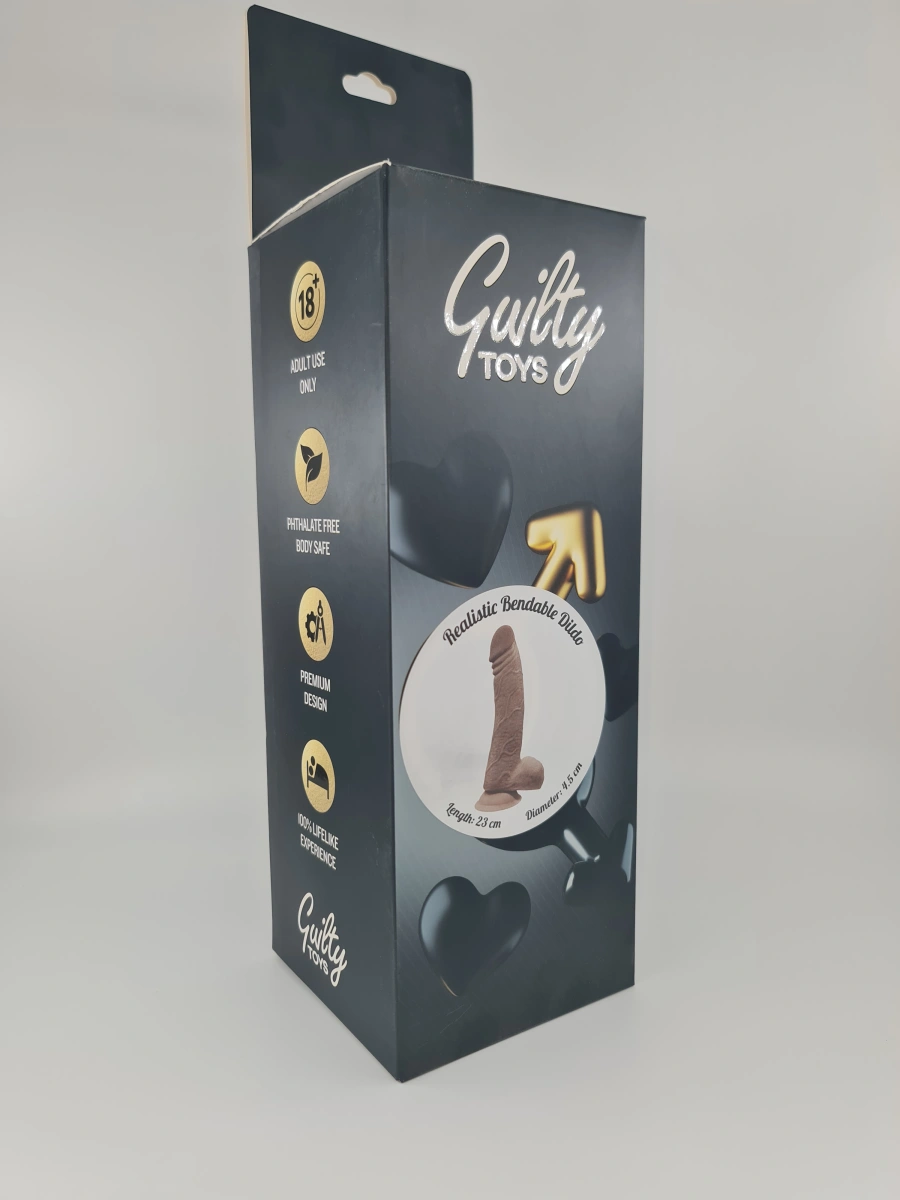 Dildo Rusty Sliding&Bendable, TPE Strat Dublu, Caramel, 23 cm, Guilty Toys, Nr. 2, Erotic24.ro