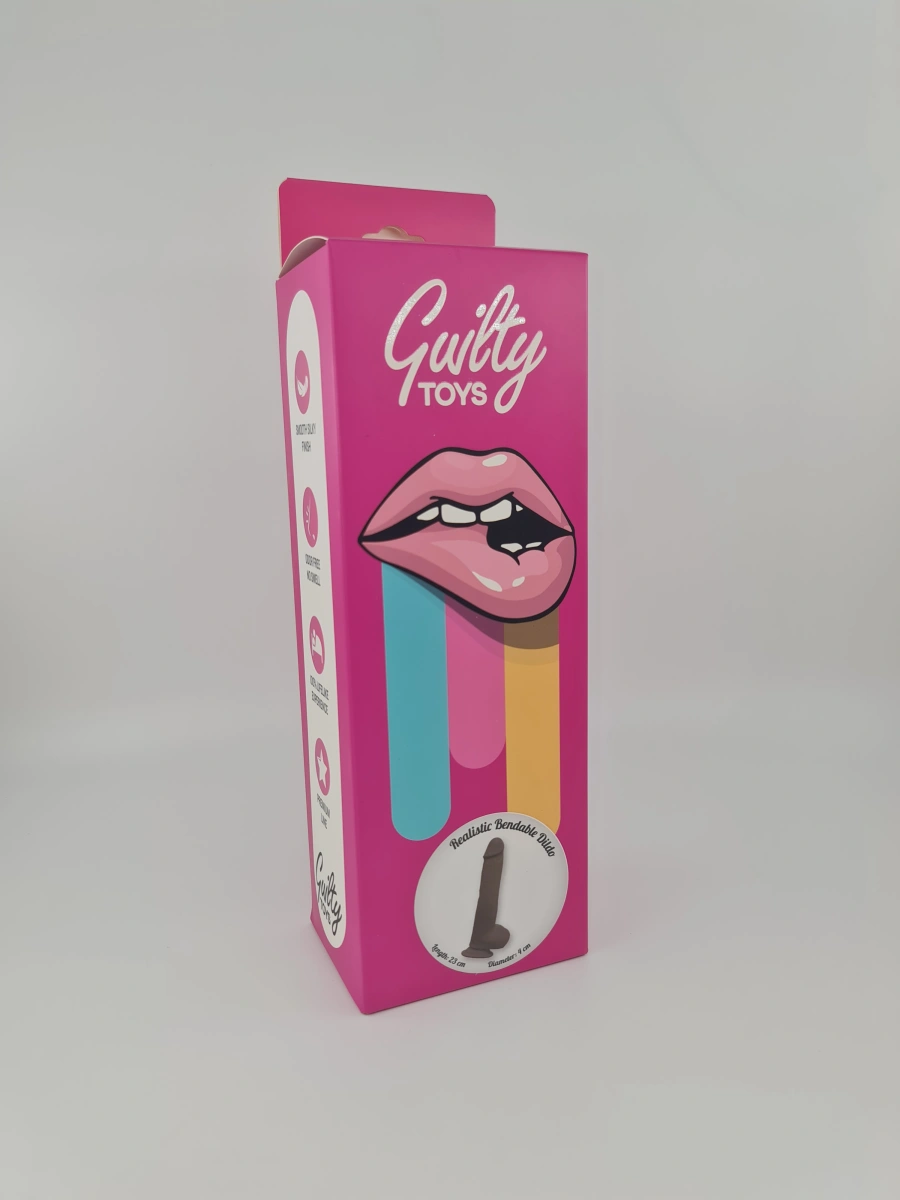 Dildo Marvel Sliding&Bendable, TPE Strat Dublu, Maro, 23 cm, Guilty Toys, Nr. 2, Erotic24.ro