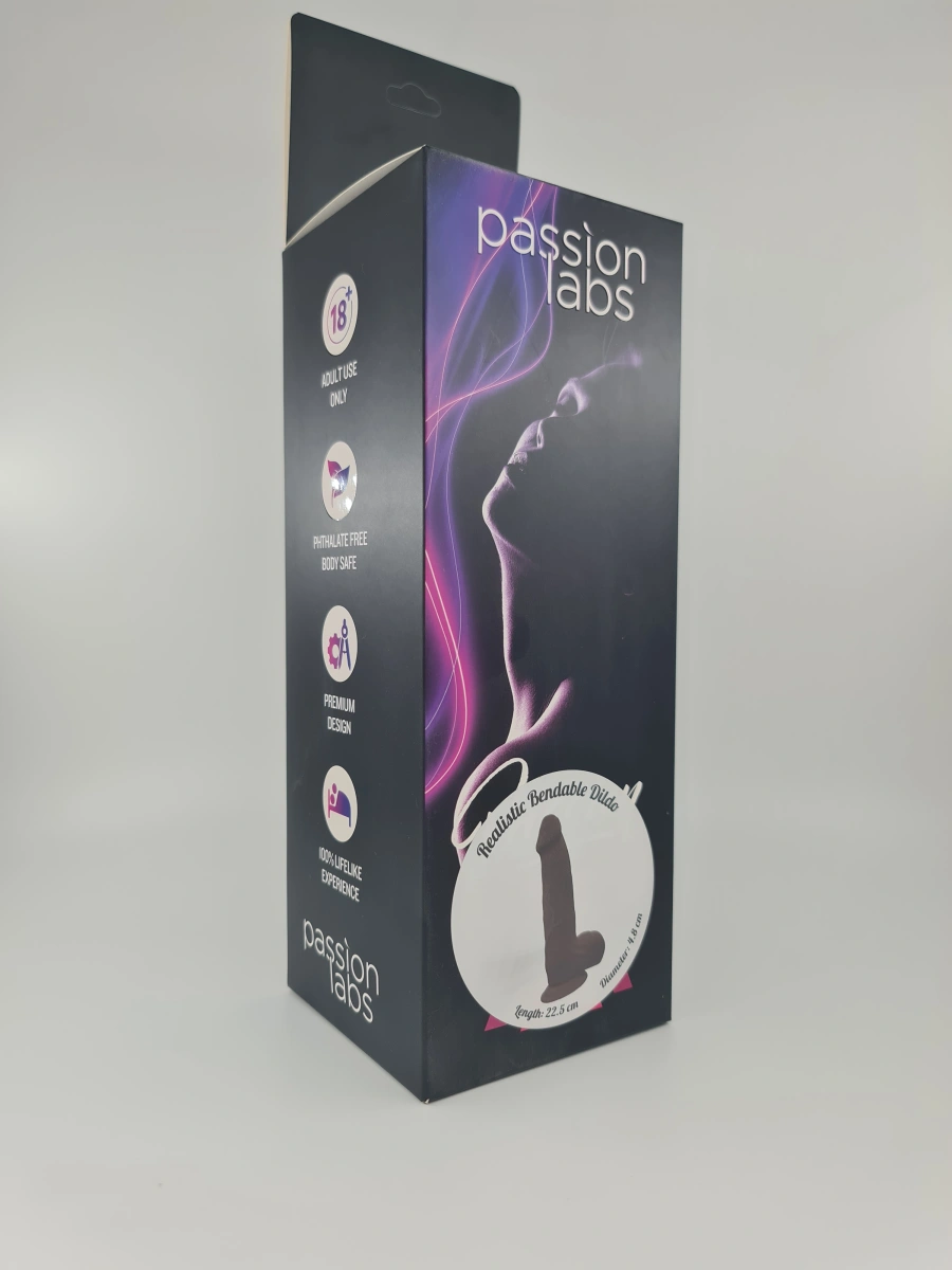 Dildo Enzo Sliding&Bendable, TPE Strat Dublu, Maro, 22.5 cm, Passion Labs, #2, Erotic24.ro