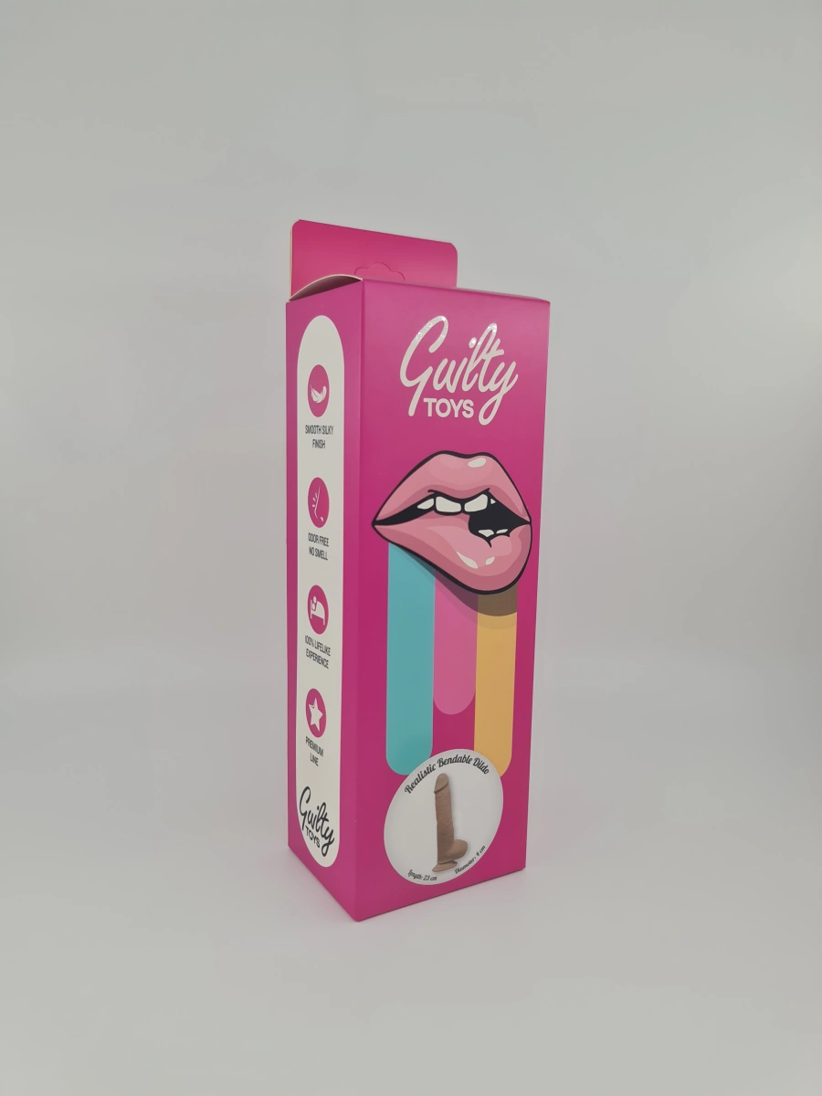 Dildo Marvel Sliding&Bendable, TPE Strat Dublu, Caramel, 23 cm, Guilty Toys, #2, Erotic24.ro