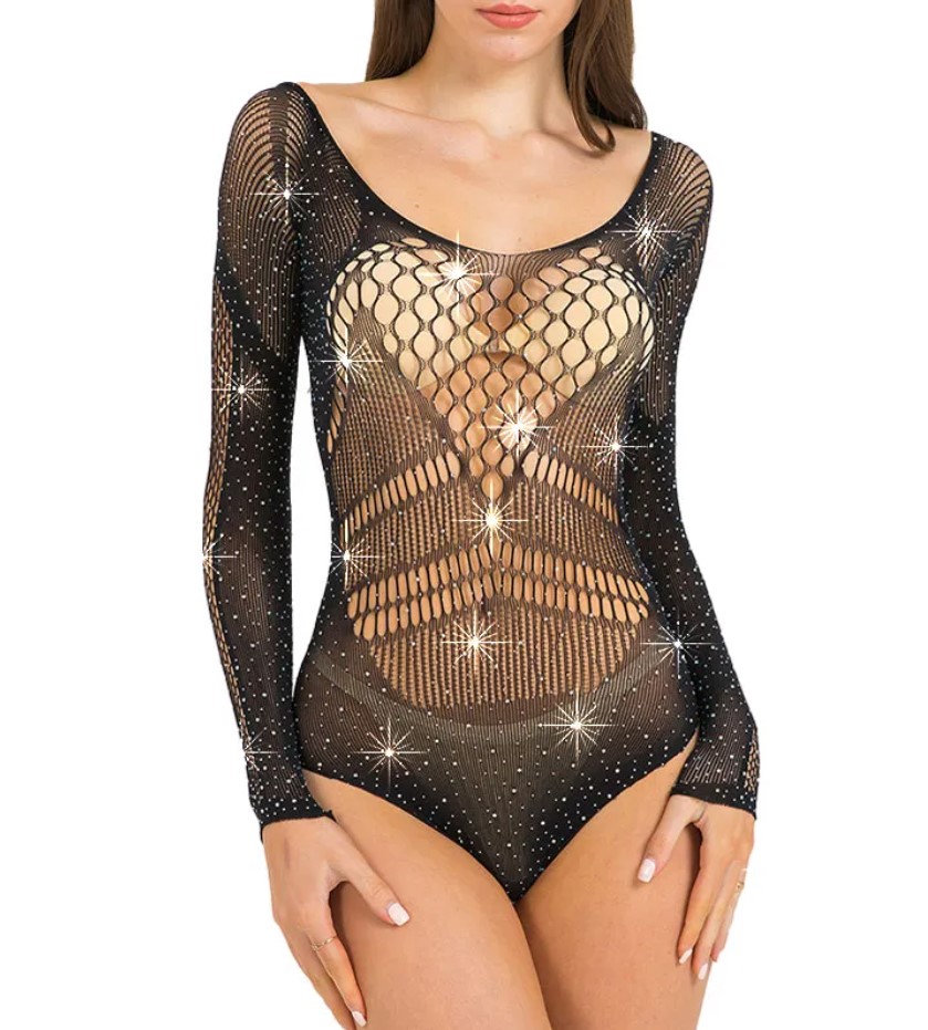 Body Shiny Star, Negru, S/M, Nr. 2, Erotic24.ro