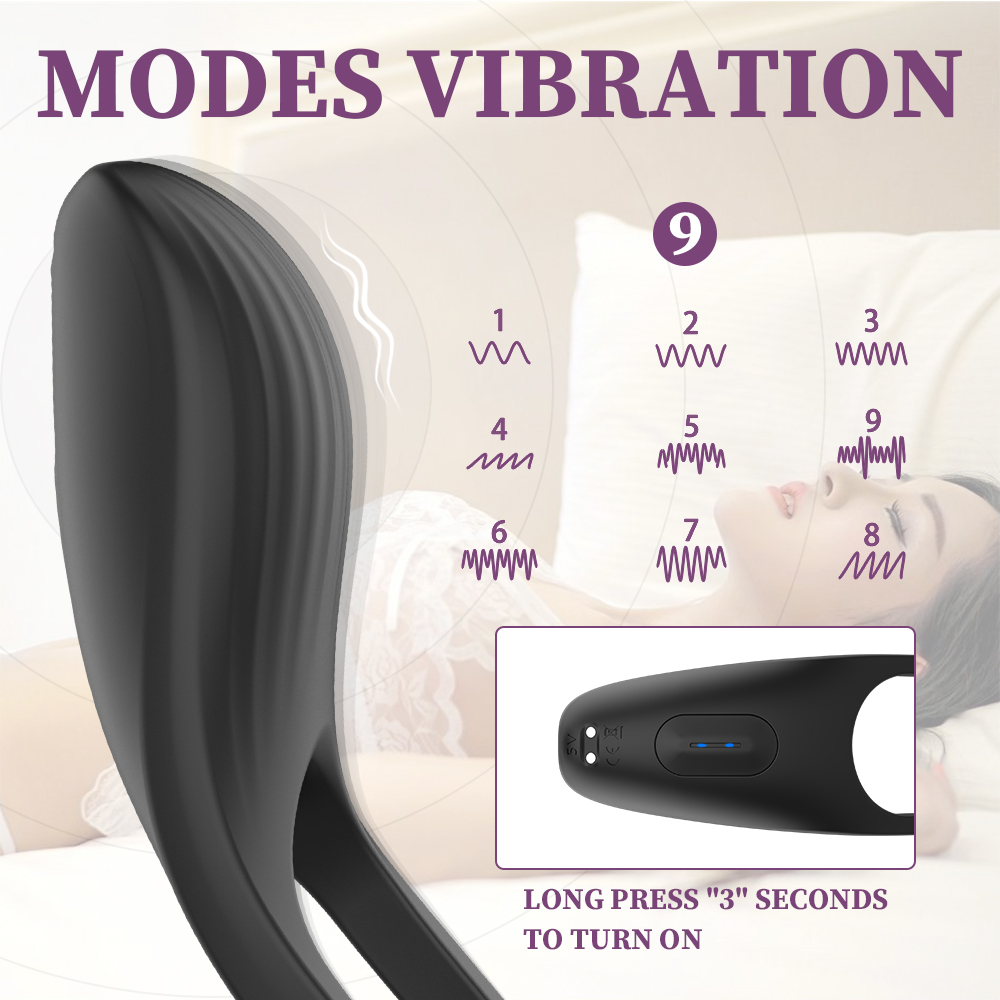 Stimulator Penis Clipp, 9 Moduri Vibratii, Silicon, USB, Negru, 15.3 cm, Guilty Toys, Nr. 6, Erotic24.ro