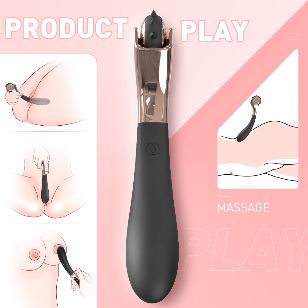 Vibrator Magical Spin, 9 Moduri Vibratii, Silicon, USB, Negru, 20.1 cm, Guilty Toys, #4, Erotic24.ro