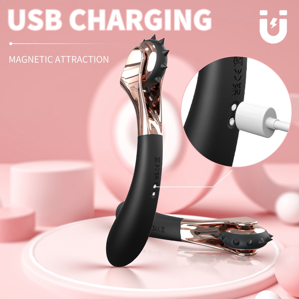 Vibrator Magical Spin, 9 Moduri Vibratii, Silicon, USB, Negru, 20.1 cm, Guilty Toys, #6, Erotic24.ro