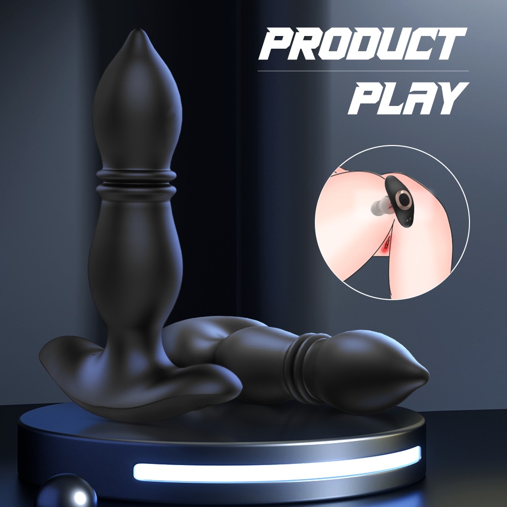 Dop Anal Black Magic, 9 Moduri Stimulatoare, Vibrating & Thrusting, Remote Control, Silicon, USB, Negru, 14.7 cm, Guilty Toys, #6, Erotic24.ro