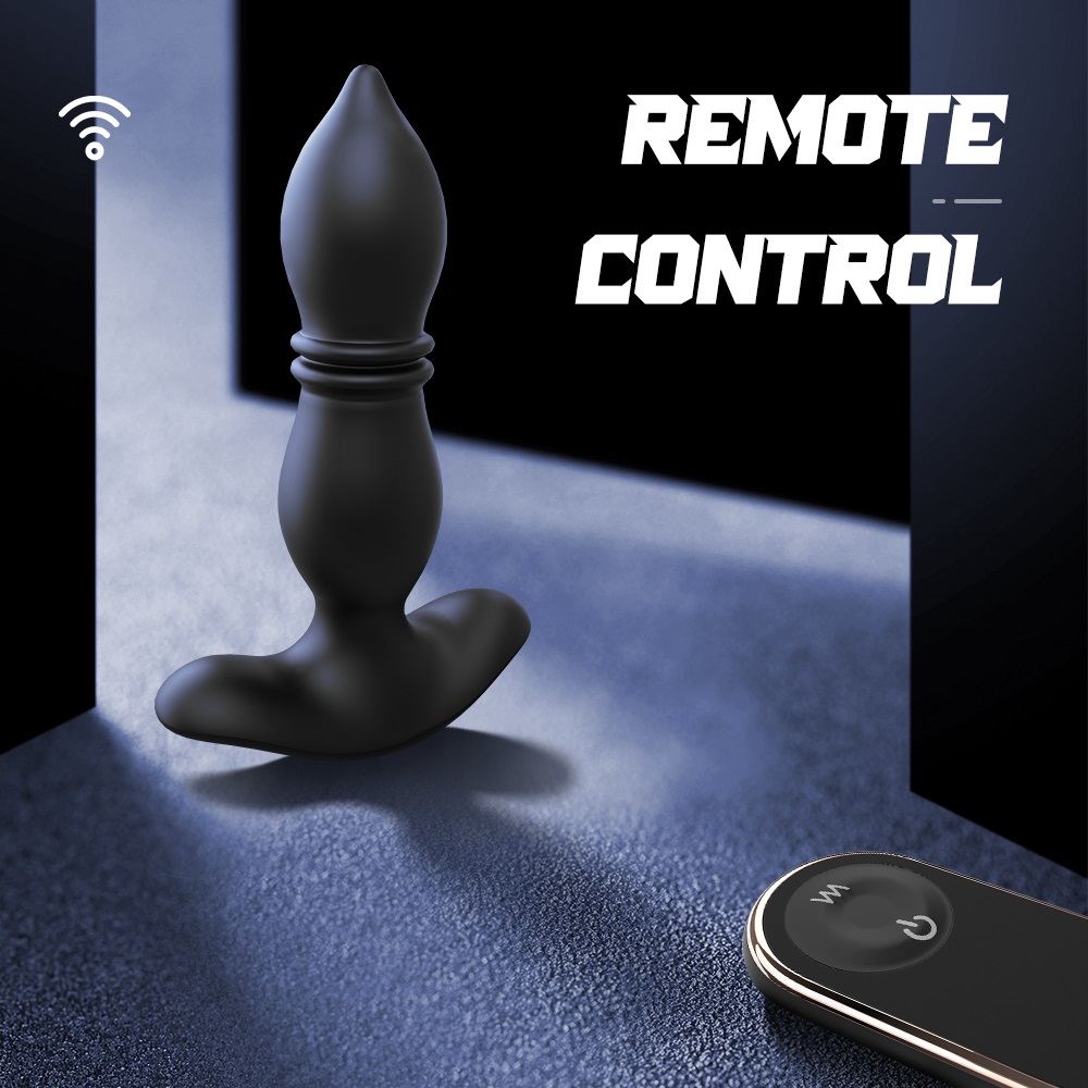 Dop Anal Black Magic, 9 Moduri Stimulatoare, Vibrating & Thrusting, Remote Control, Silicon, USB, Negru, 14.7 cm, Guilty Toys, #4, Erotic24.ro