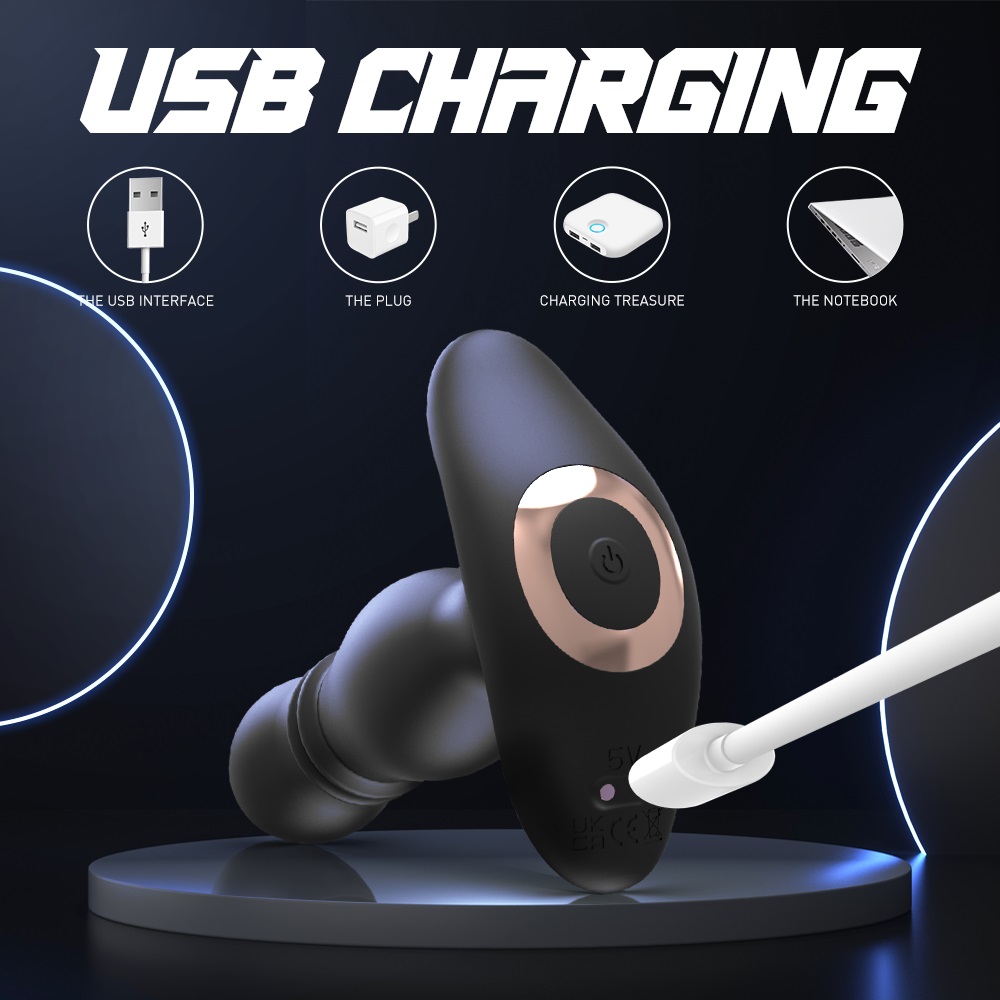 Dop Anal Black Magic, 9 Moduri Stimulatoare, Vibrating & Thrusting, Remote Control, Silicon, USB, Negru, 14.7 cm, Guilty Toys, #5, Erotic24.ro