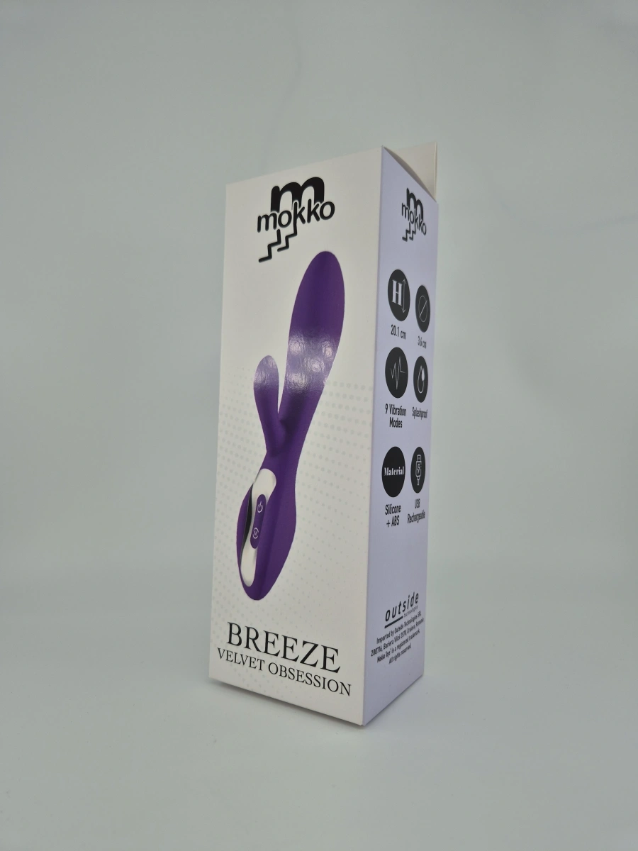 Vibrator Rabbit Breeze, 9 Moduri Vibratii, Silicon, USB, Mov, 20.1 cm, Mokko Toys, Nr. 6, Erotic24.ro