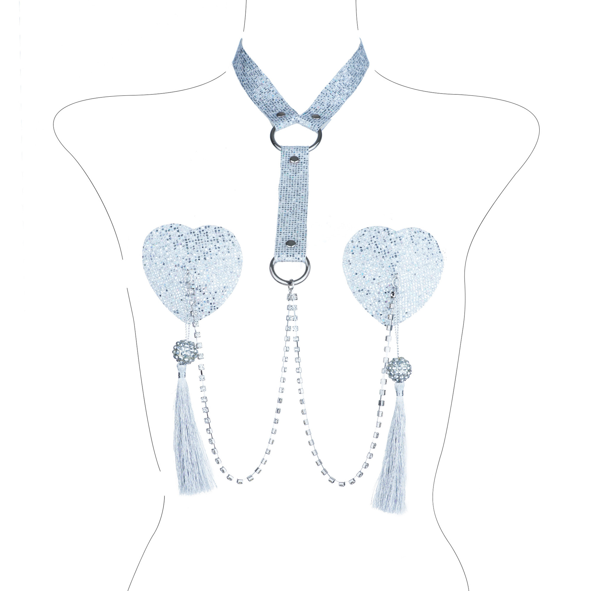 Acoperitoare Sfarcuri Adezive Tassel Play, Argintiu, JGF Lingerie, Nr. 3, Erotic24.ro