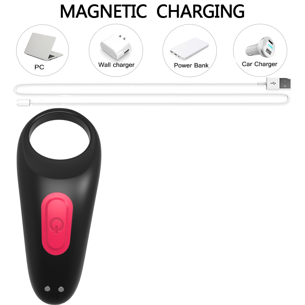 Inel Penis Thrill, 9 Moduri Vibratii, Silicon, USB, Negru, Guilty Toys, Nr. 5, Erotic24.ro