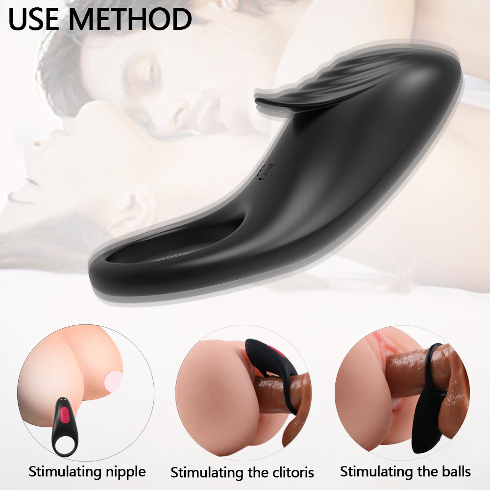 Inel Penis Thrill, 9 Moduri Vibratii, Silicon, USB, Negru, Guilty Toys, Nr. 3, Erotic24.ro