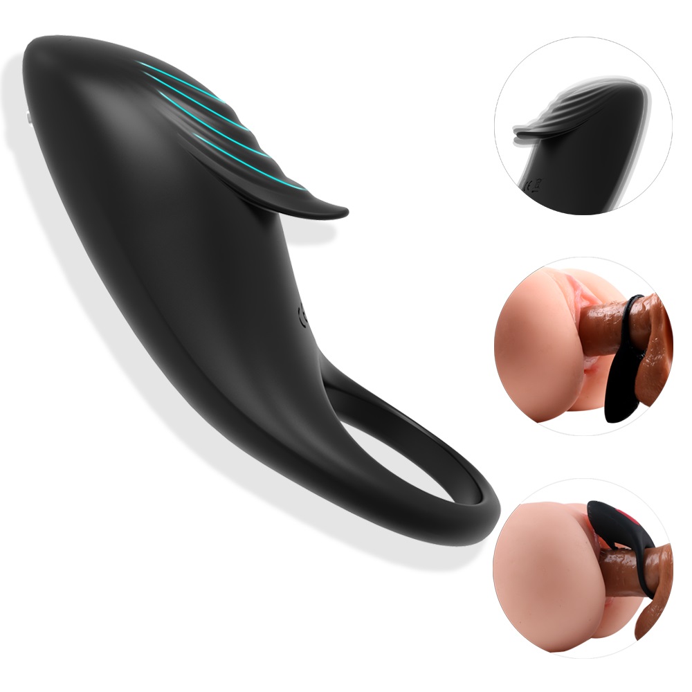 Inel Penis Thrill, 9 Moduri Vibratii, Silicon, USB, Negru, Guilty Toys, Nr. 2, Erotic24.ro