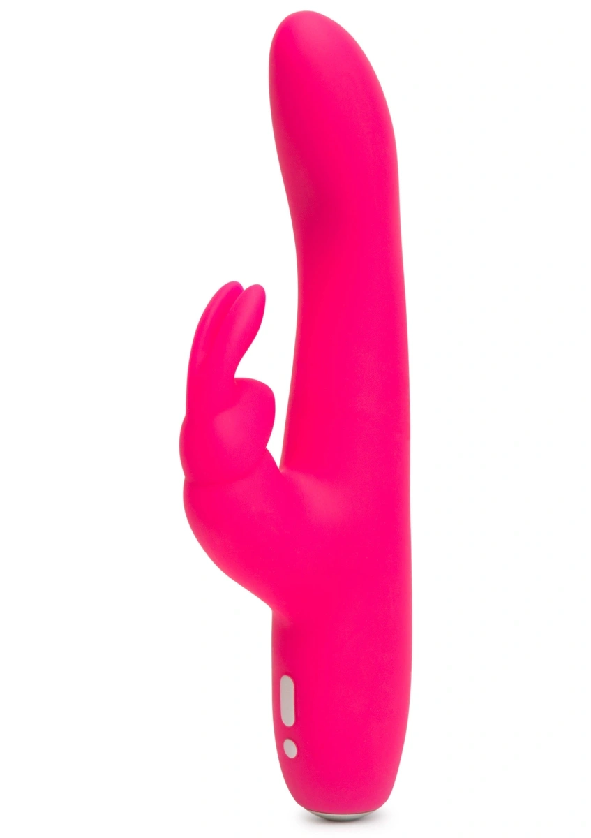 Vibrator Happy Rabbit Slimline Curve Rabbit, 15 Moduri Vibratii, Silicon, USB, Roz, 20 cm