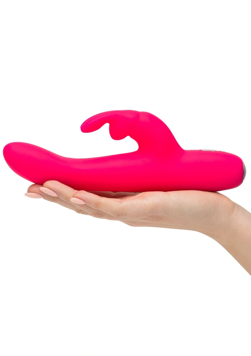 Vibrator Happy Rabbit Slimline Curve Rabbit, 15 Moduri Vibratii, Silicon, USB, Roz, 20 cm, #4, Erotic24.ro