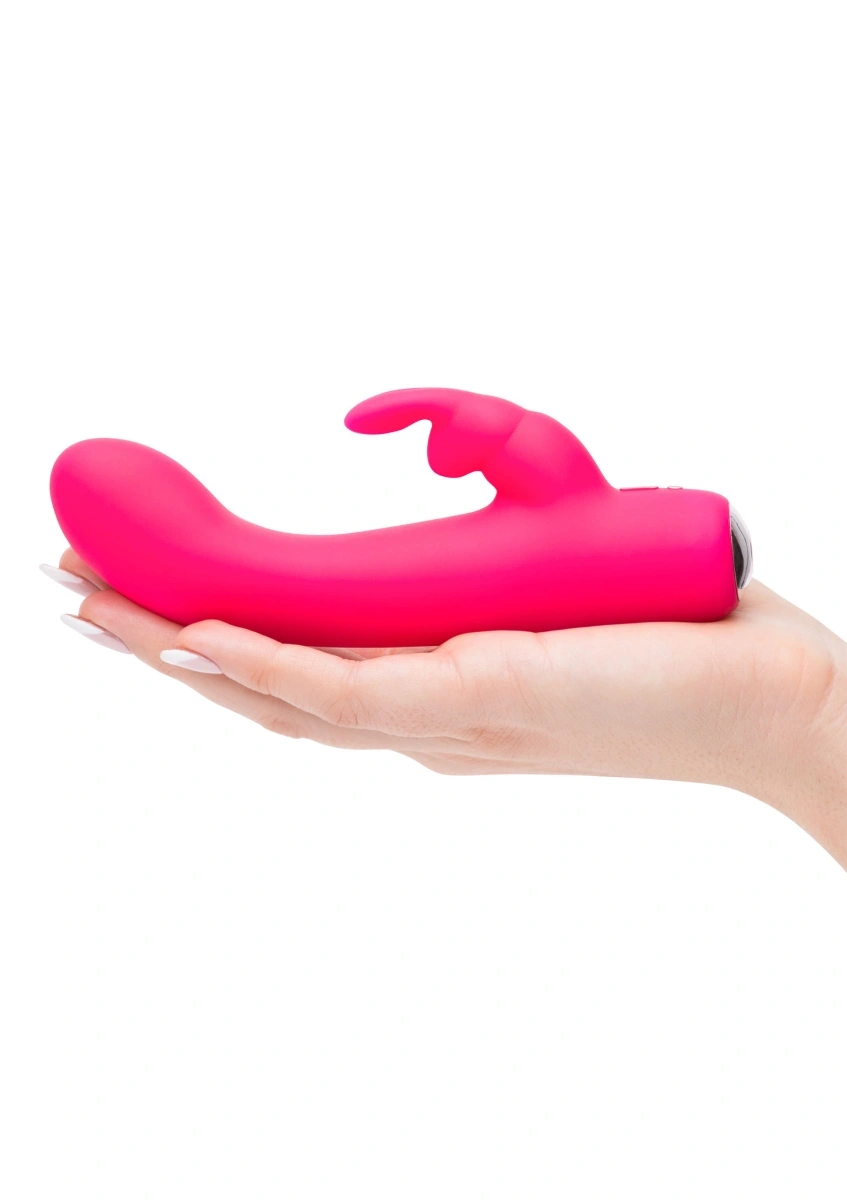 Vibrator Happy Rabbit Mini Rabbit, 12 Moduri Vibratii, Silicon, USB, Roz, 15 cm, #4, Erotic24.ro