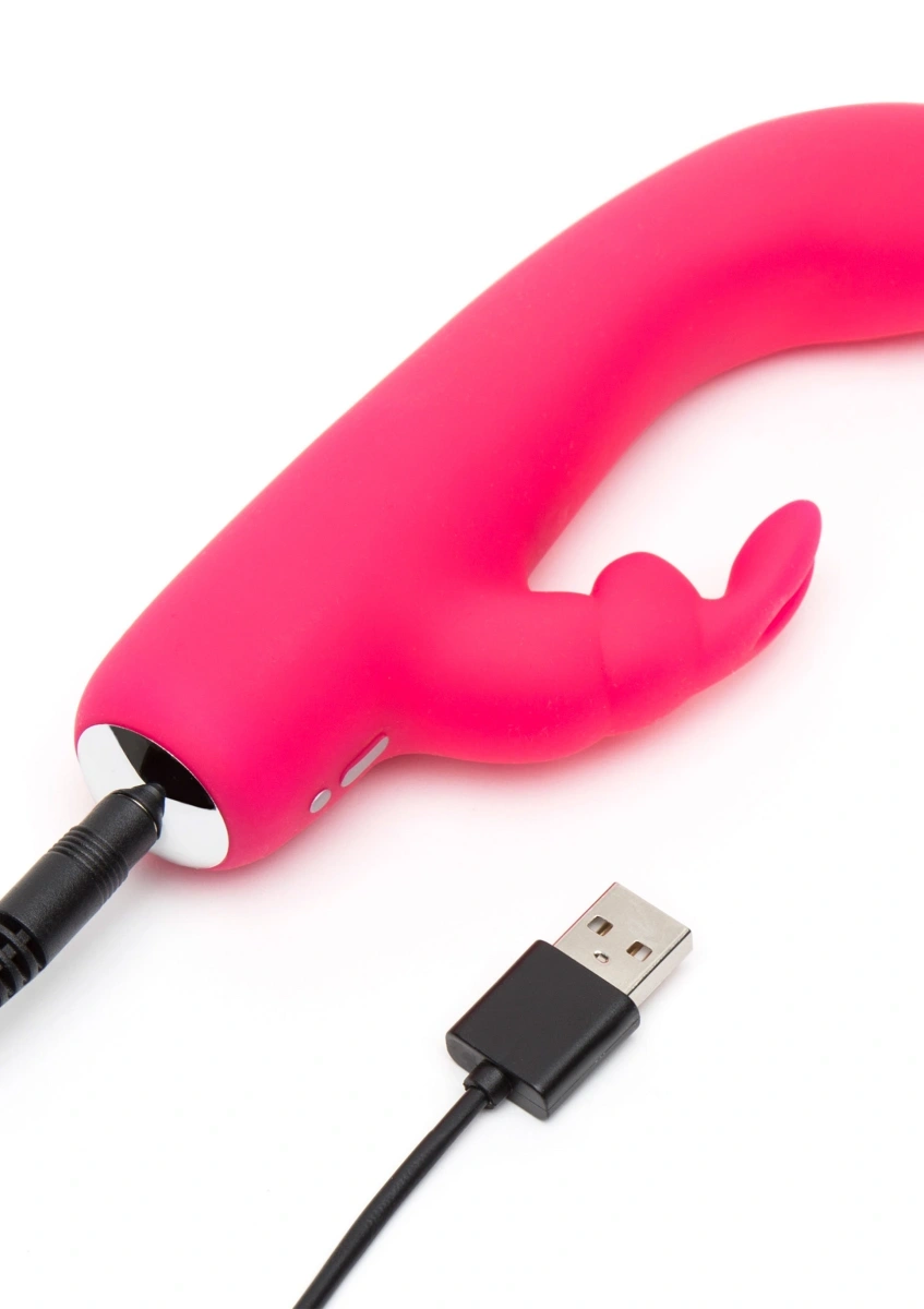 Vibrator Happy Rabbit Mini Rabbit, 12 Moduri Vibratii, Silicon, USB, Roz, 15 cm, #5, Erotic24.ro
