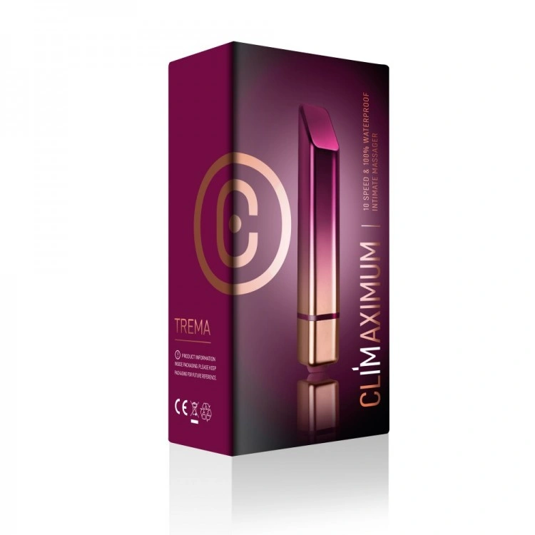 Glont Vibrator Climaximum Trema, 10 Moduri Vibratii, ABS, Burgundy, 10 cm, #3, Erotic24.ro