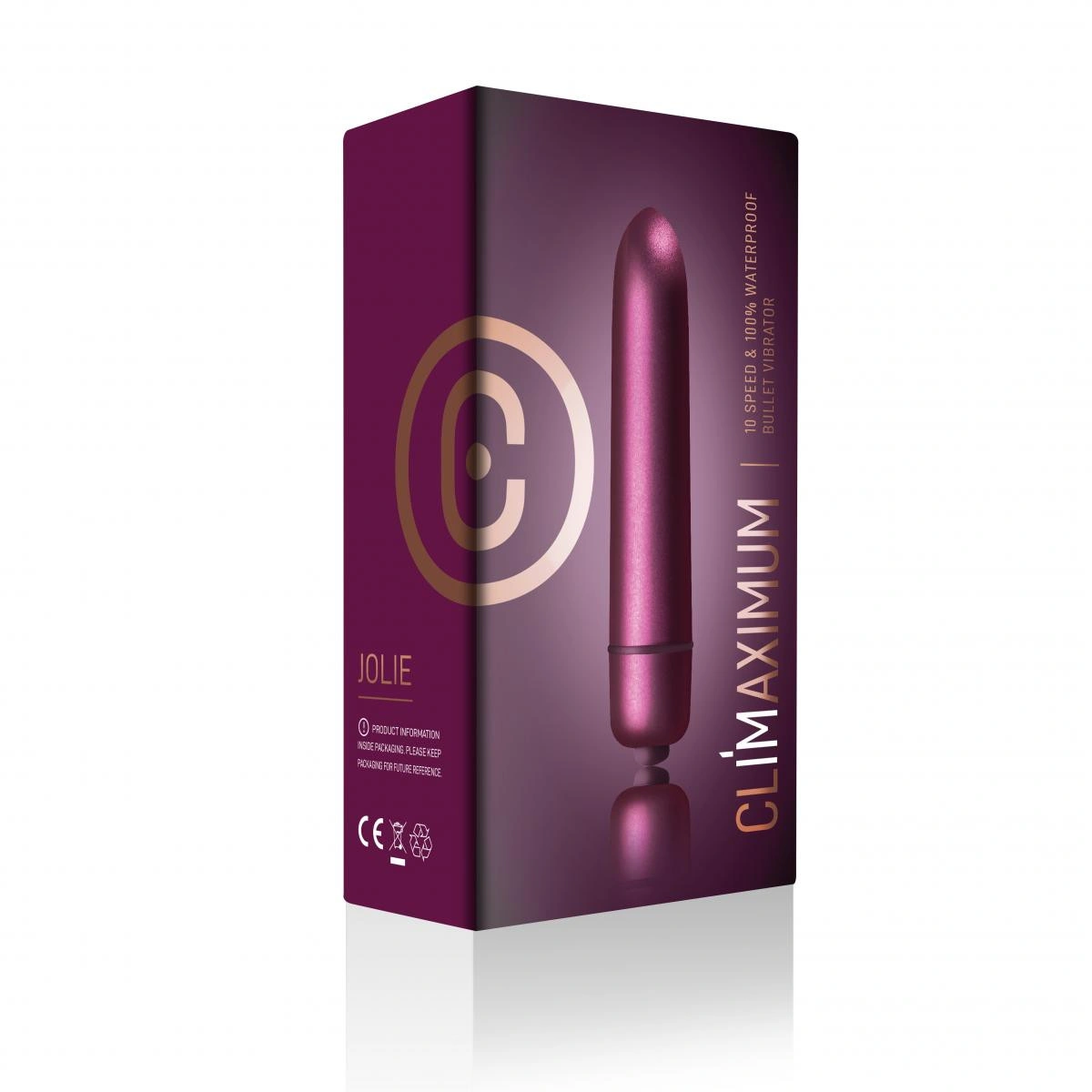 Glont Vibrator Climaximum Jolie, 10 Moduri Vibratii, ABS, Burgundy, 8.8 cm, #3, Erotic24.ro