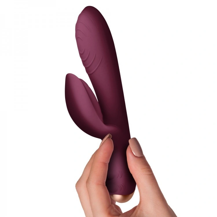 Vibrator Iepuras Climaximum Spirit, 10+10 Moduri Vibratii, Silicon, USB, LED Light, Burgundy, 18 cm, #2, Erotic24.ro