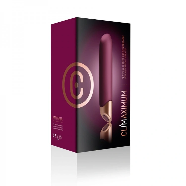 Vibrator Climaximum Miyana, 10 Moduri Vibratii, Silicon, USB, Burgundy, 15.4 cm, #4, Erotic24.ro