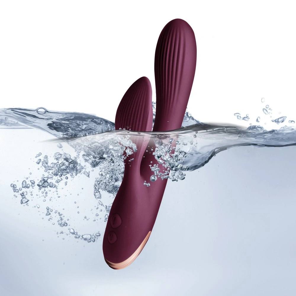 Vibrator Iepuras Climaximum Lyanna, 10+10 Moduri Vibratii, Silicon, USB, Burgundy, 23.3 cm, Nr. 3, Erotic24.ro
