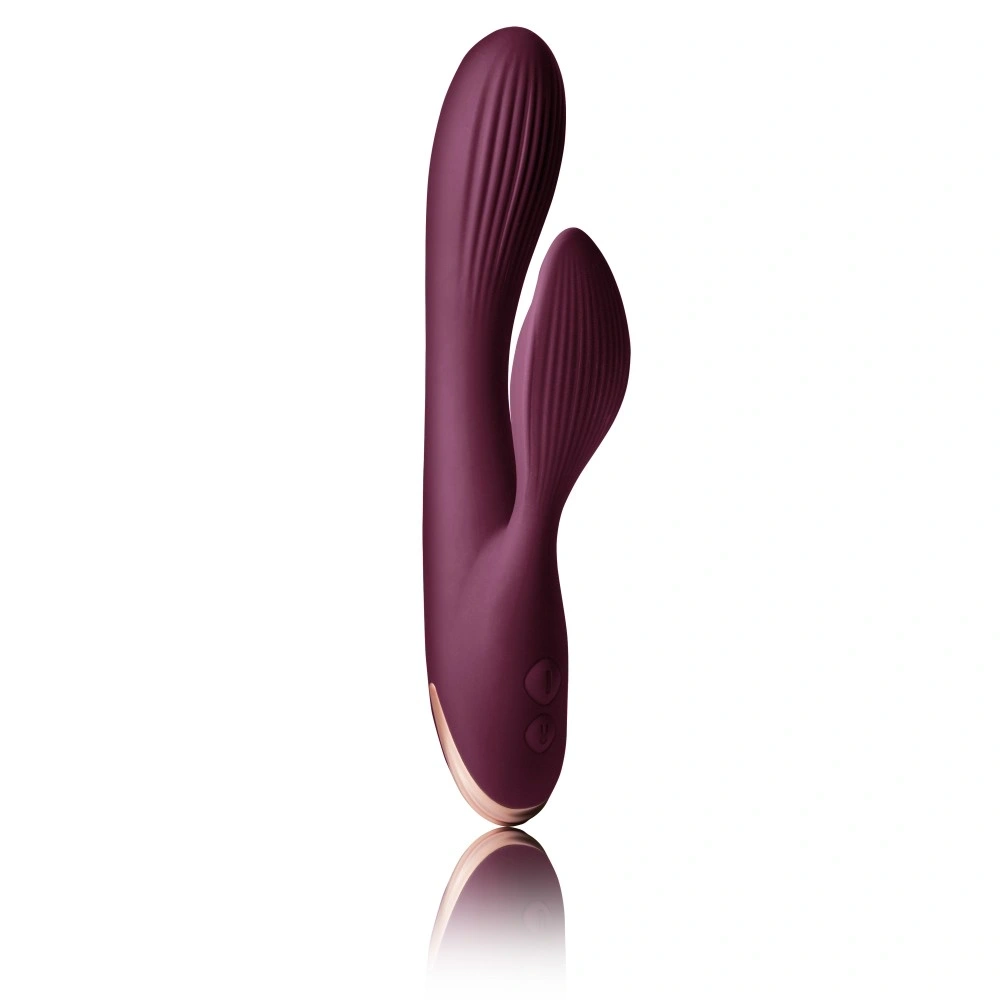 Vibrator Iepuras Climaximum Lyanna, 10+10 Moduri Vibratii, Silicon, USB, Burgundy, 23.3 cm