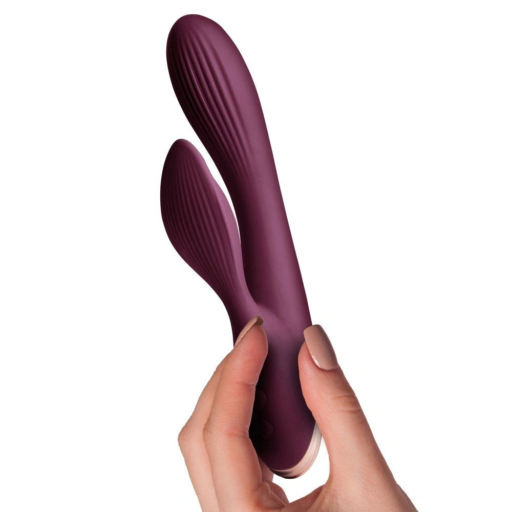 Vibrator Iepuras Climaximum Lyanna, 10+10 Moduri Vibratii, Silicon, USB, Burgundy, 23.3 cm, Nr. 2, Erotic24.ro