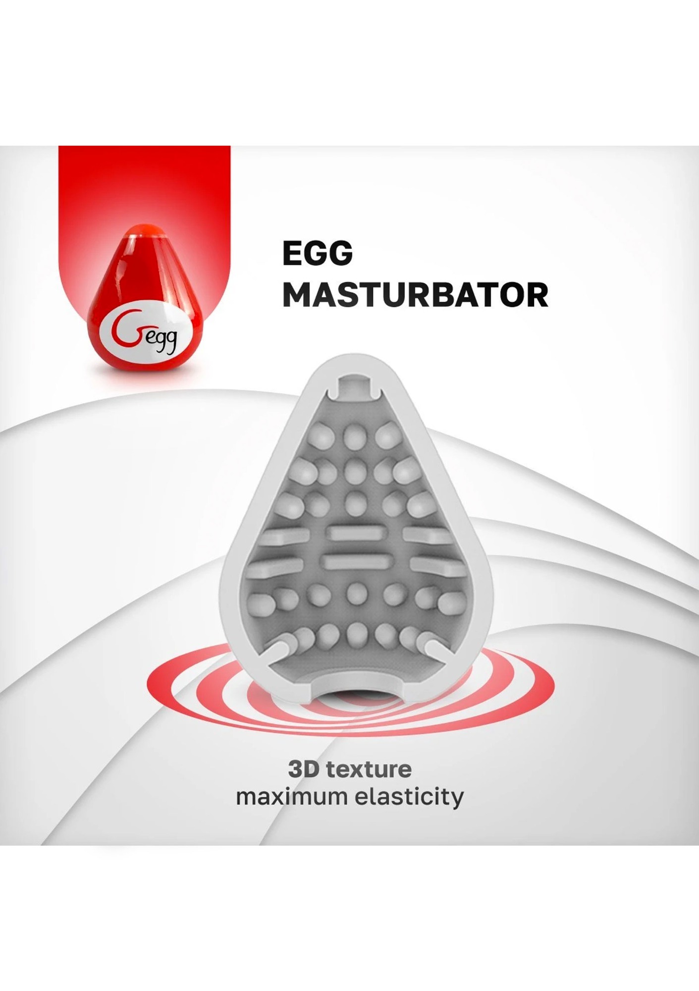 Ou Masturbator G-EGG, Soft TPE, Rosu, Nr. 6, Erotic24.ro