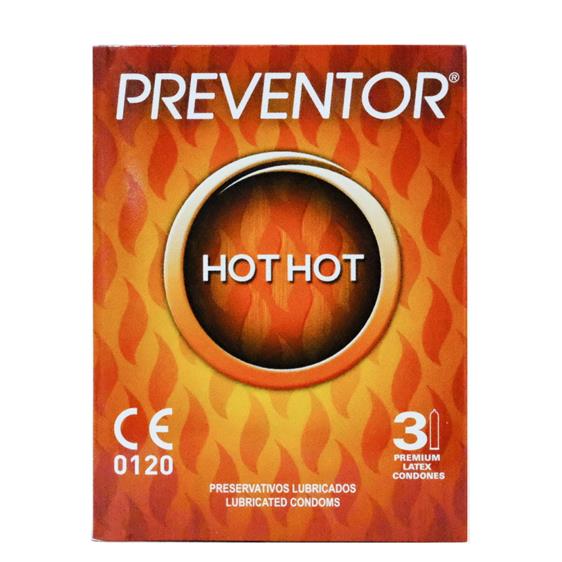 3 Prezervative cu Efect de Incalzire Preventor Hot Hot, Premium Latex