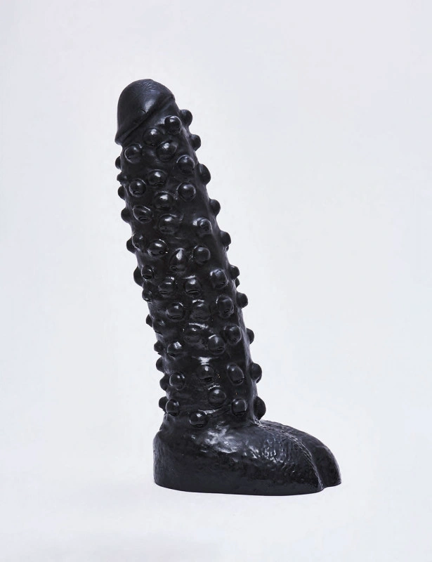 Dildo Dark Crystal cu Striatii, PVC, Negru, 28 cm, Nr. 1, Erotic24.ro