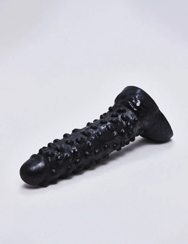Dildo Dark Crystal cu Striatii, PVC, Negru, 28 cm, Nr. 2, Erotic24.ro