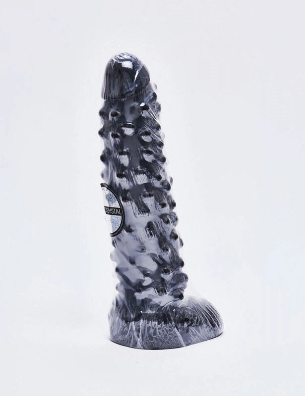 Dildo Dark Crystal cu Striatii, PVC, Negru, 28 cm, Nr. 3, Erotic24.ro