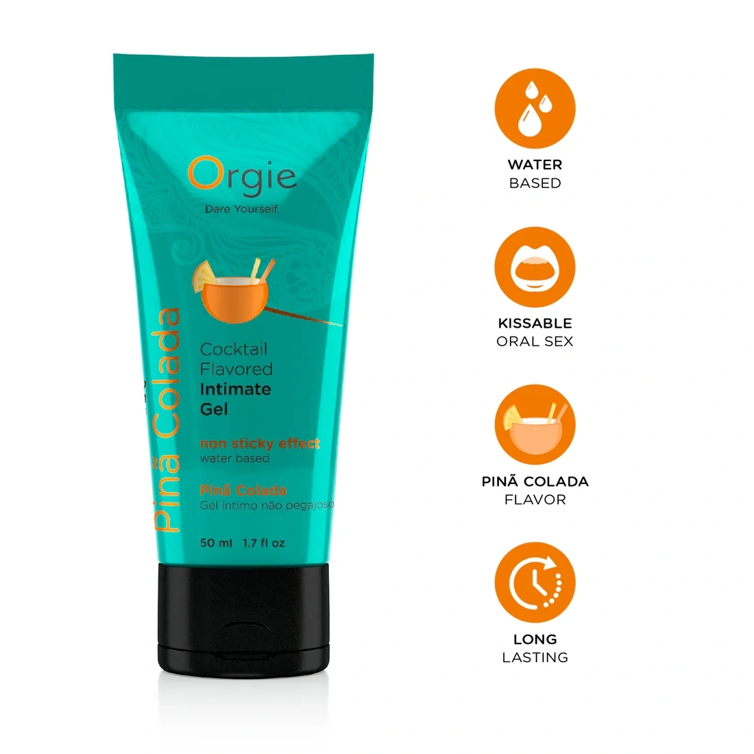 Gel Intim Kissable pe Baza de Apa Lube Tube Cocktail Pina Colada, 50 ml, #2, Erotic24.ro