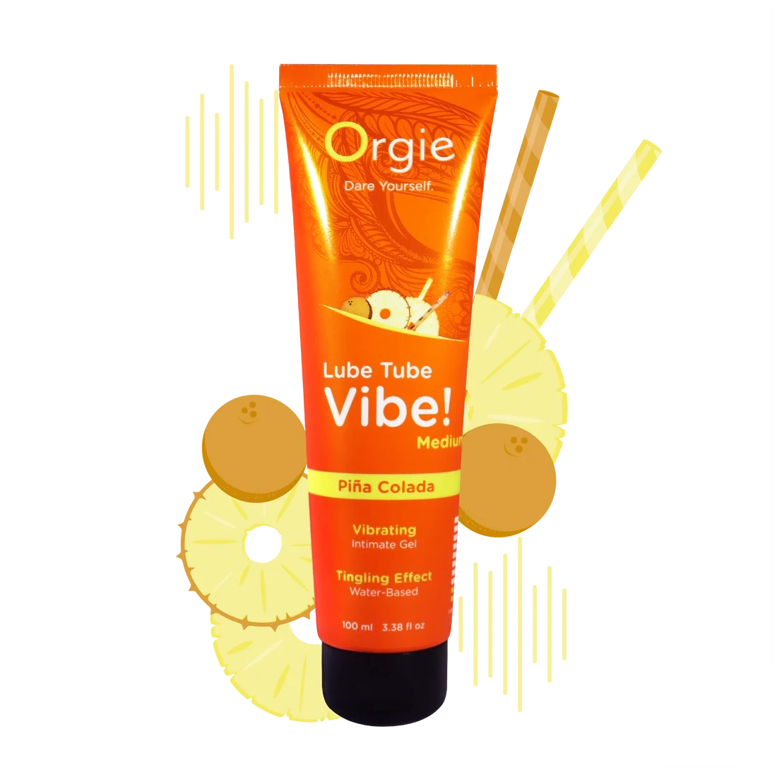 Gel Intim Kissable pe Baza de Apa cu Efect de Vibratii Lube Tube Vibe! Pina Colada, 100 ml, #3, Erotic24.ro